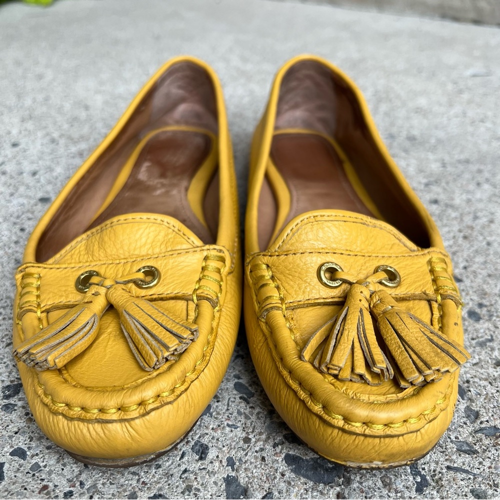 Coach | Leather Gia Tasseled Loafers | Yellow | Size 9